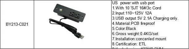 Office Furniture Multimedia Motorized USB Smart Socket European Plug Desktop Socket