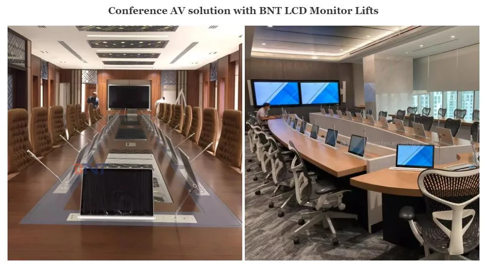Bnt Conference System Lifting Display Motorized Retractable Screen Pop up Monitor Lift with Electric Microphone