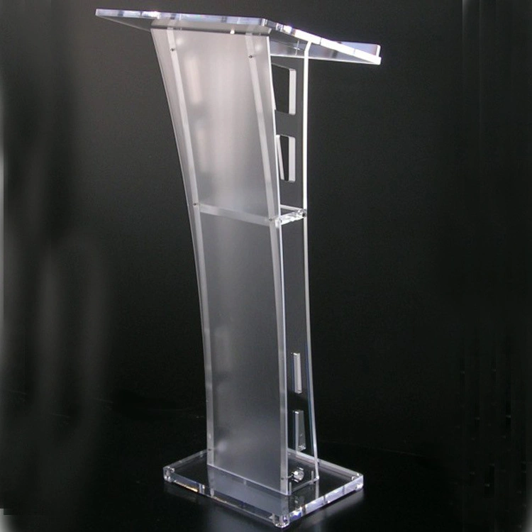Contemporary Clear Acrylic Lectern &amp; Podium with Storage Shelf Teacher Podium