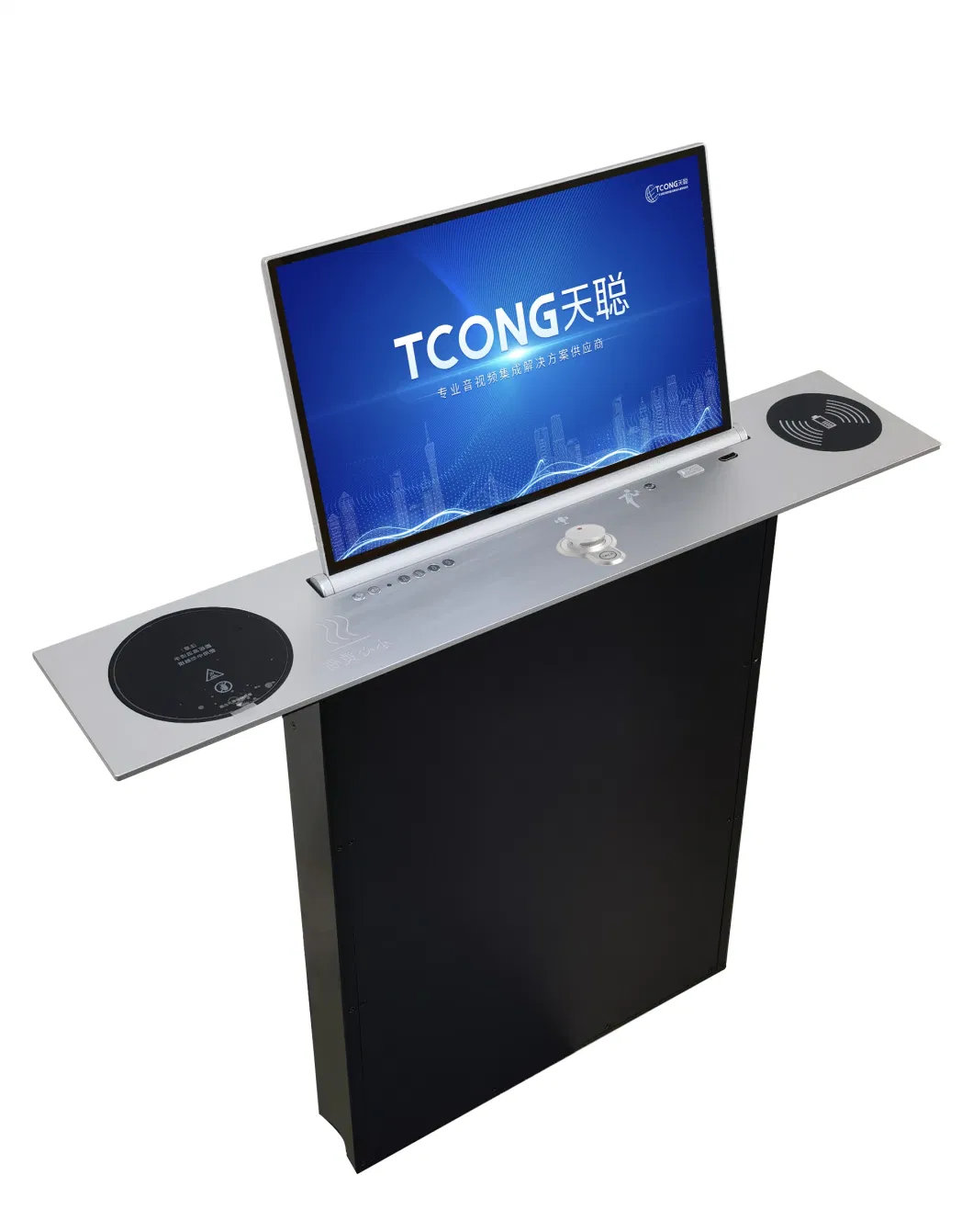 Conference System FHD Ultra-Slim Black Border Monitor Retractable Motorized Monitor Lift Pop up Screen with Touch Screen for Paperless Conference