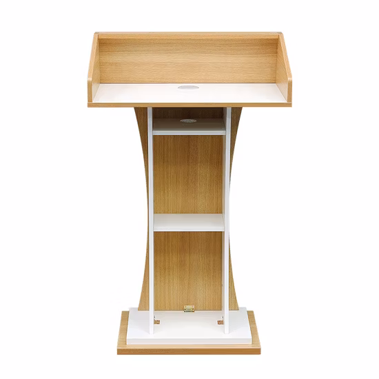 School Furniture Gas Spring Adjustable Desk / Walnut Color Lectern