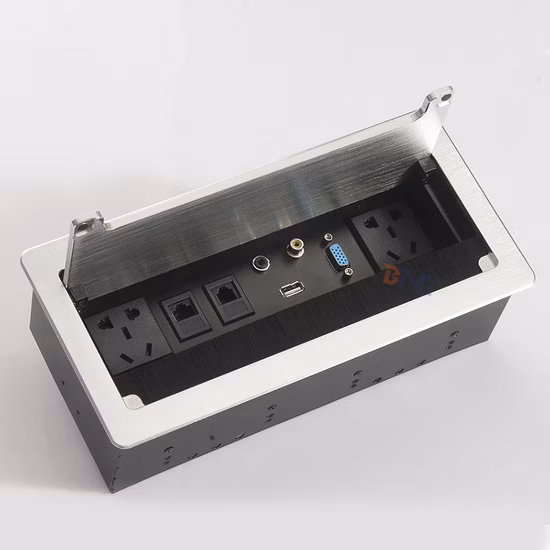 Rectangular Flip up Damped Multimedia Socket for Conference Table