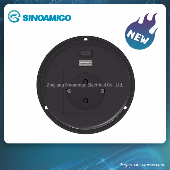 Round Desktop Socket for Workplace with Type C USB Charger